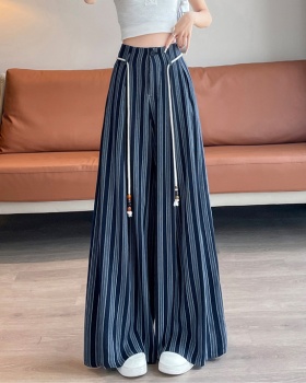 Ice silk sunscreen stripe lazy wide leg pants