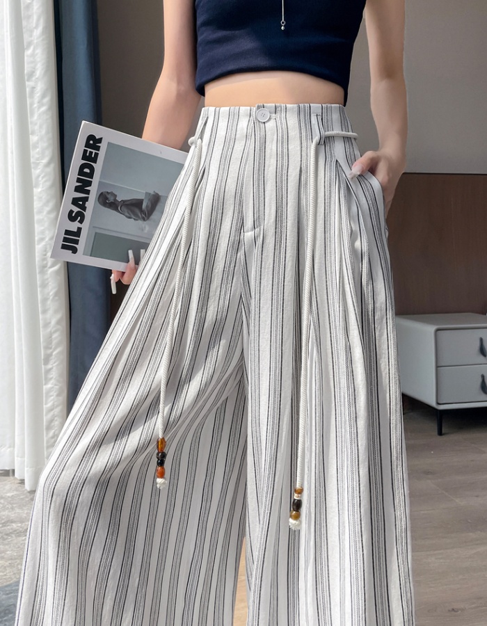 Ice silk sunscreen stripe lazy wide leg pants