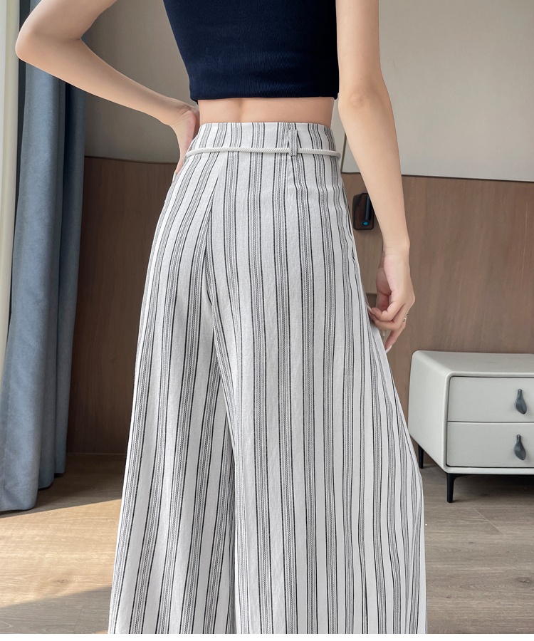 Ice silk sunscreen stripe lazy wide leg pants