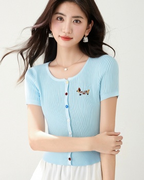 Round neck cardigan all-match sweater for women