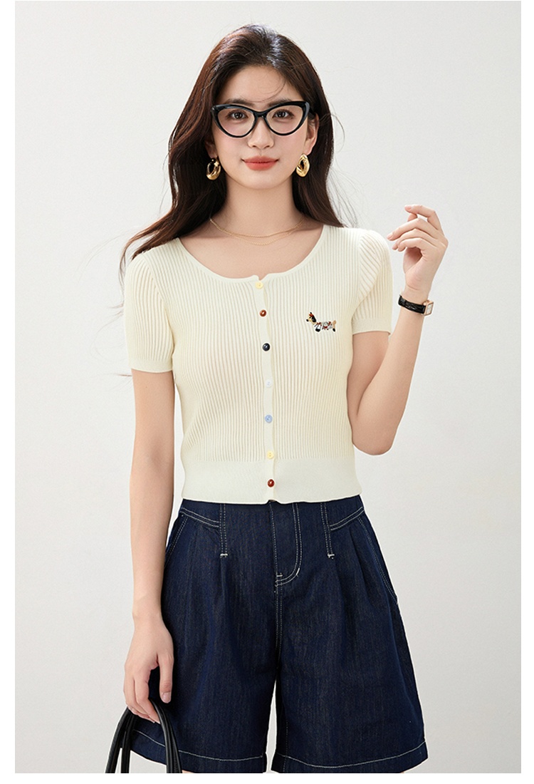 Round neck cardigan all-match sweater for women