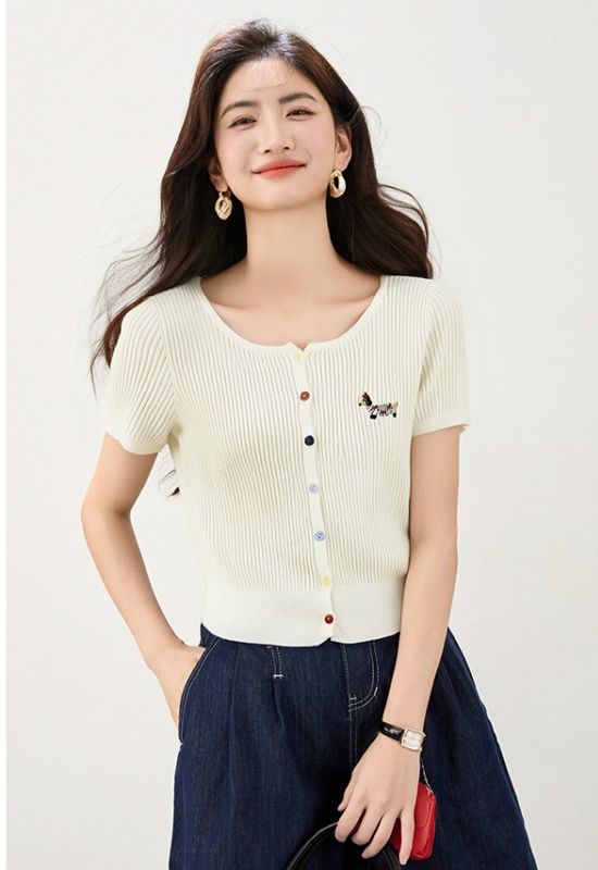 Round neck cardigan all-match sweater for women