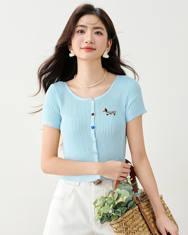 Round neck cardigan all-match sweater for women