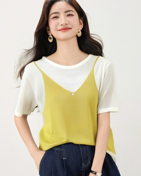 Sling all-match T-shirt loose short sleeve vest 2pcs set