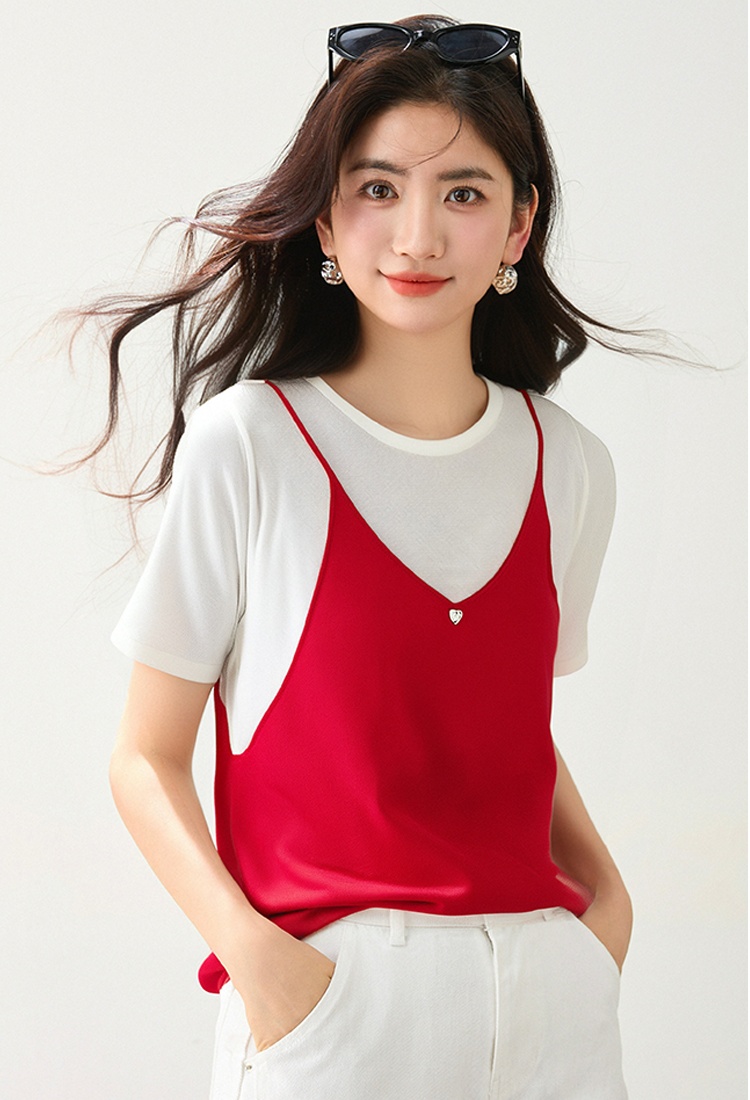 Sling all-match T-shirt loose short sleeve vest 2pcs set