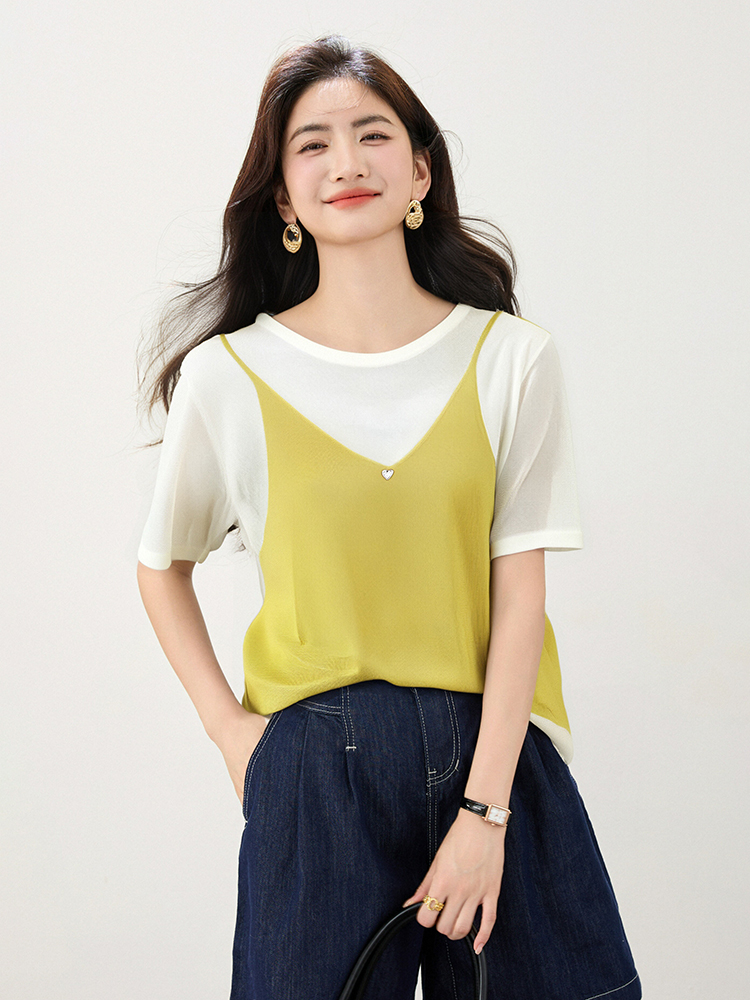 Sling all-match T-shirt loose short sleeve vest 2pcs set