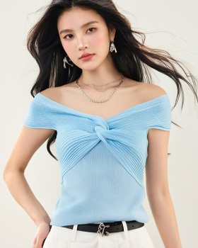 Ice silk thin sweater slim summer tops for women