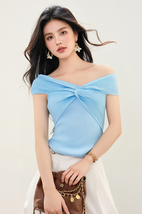 Ice silk thin sweater slim summer tops for women