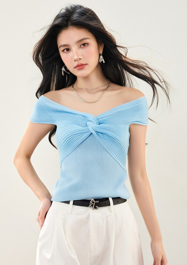 Ice silk thin sweater slim summer tops for women