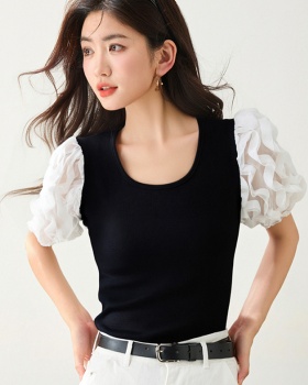 Puff sleeve all-match shirt niche Korean style tops for women