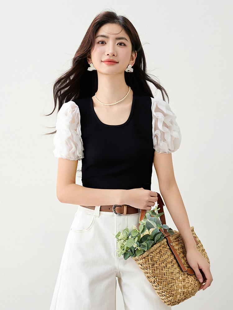 Puff sleeve all-match shirt niche Korean style tops for women