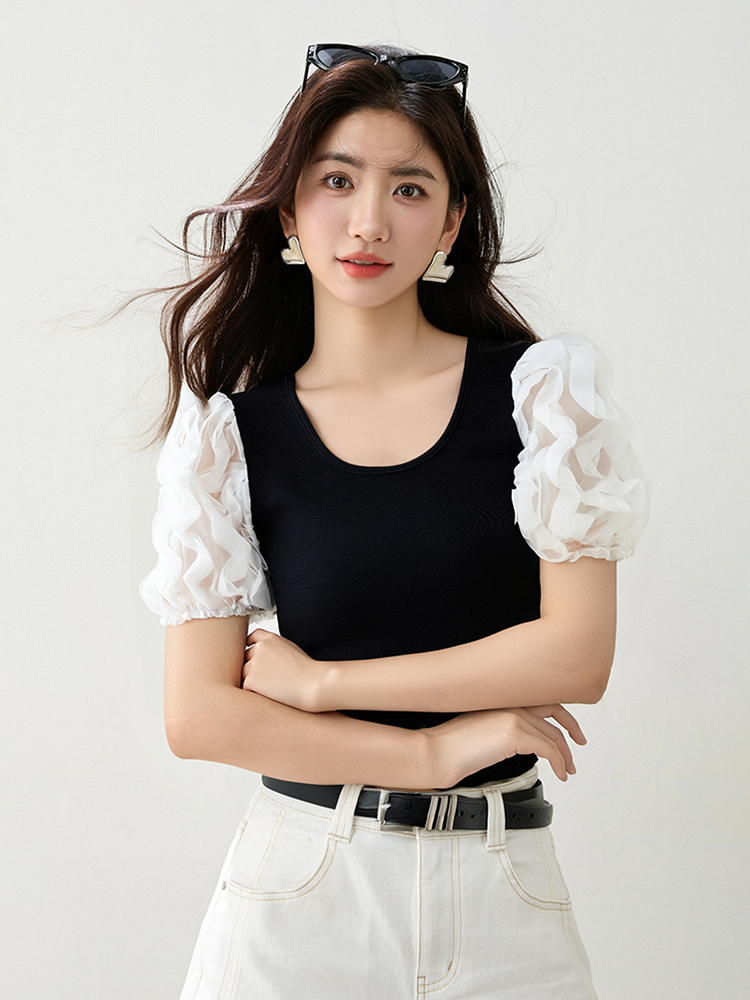 Puff sleeve all-match shirt niche Korean style tops for women