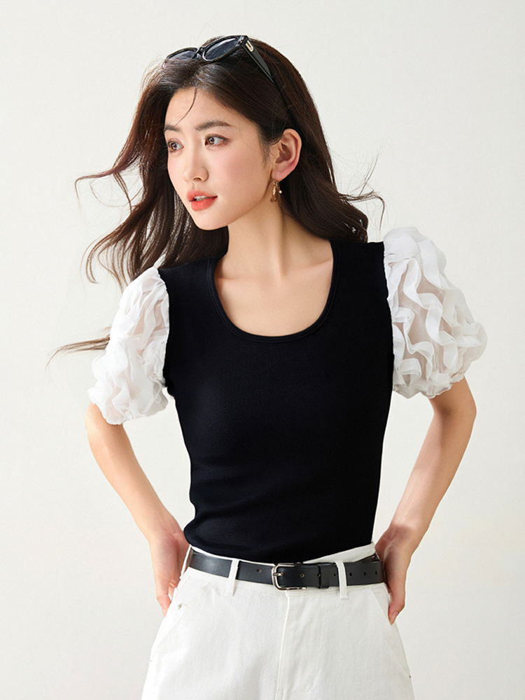 Puff sleeve all-match shirt niche Korean style tops for women