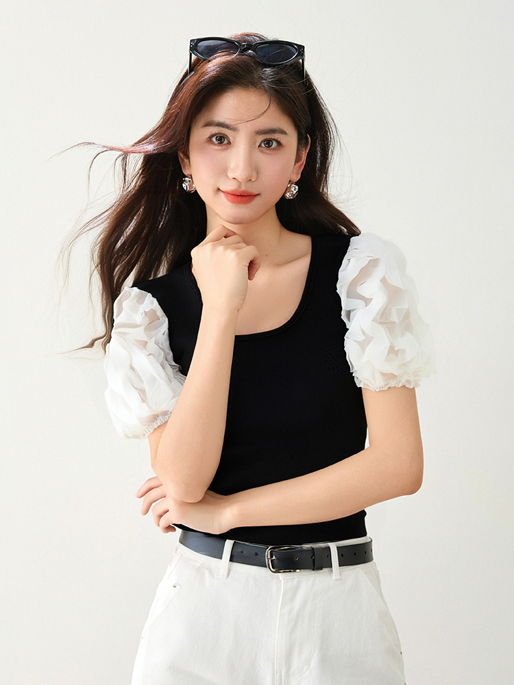Puff sleeve all-match shirt niche Korean style tops for women