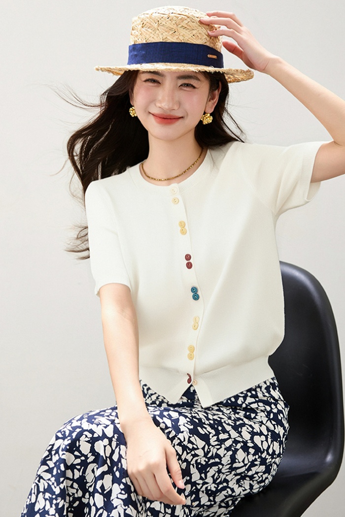 Casual buckle sweater round neck tops for women