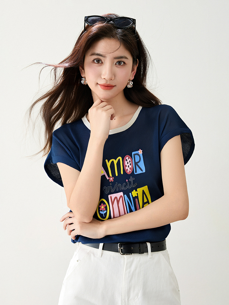 Fashion short sleeve summer colors T-shirt for women