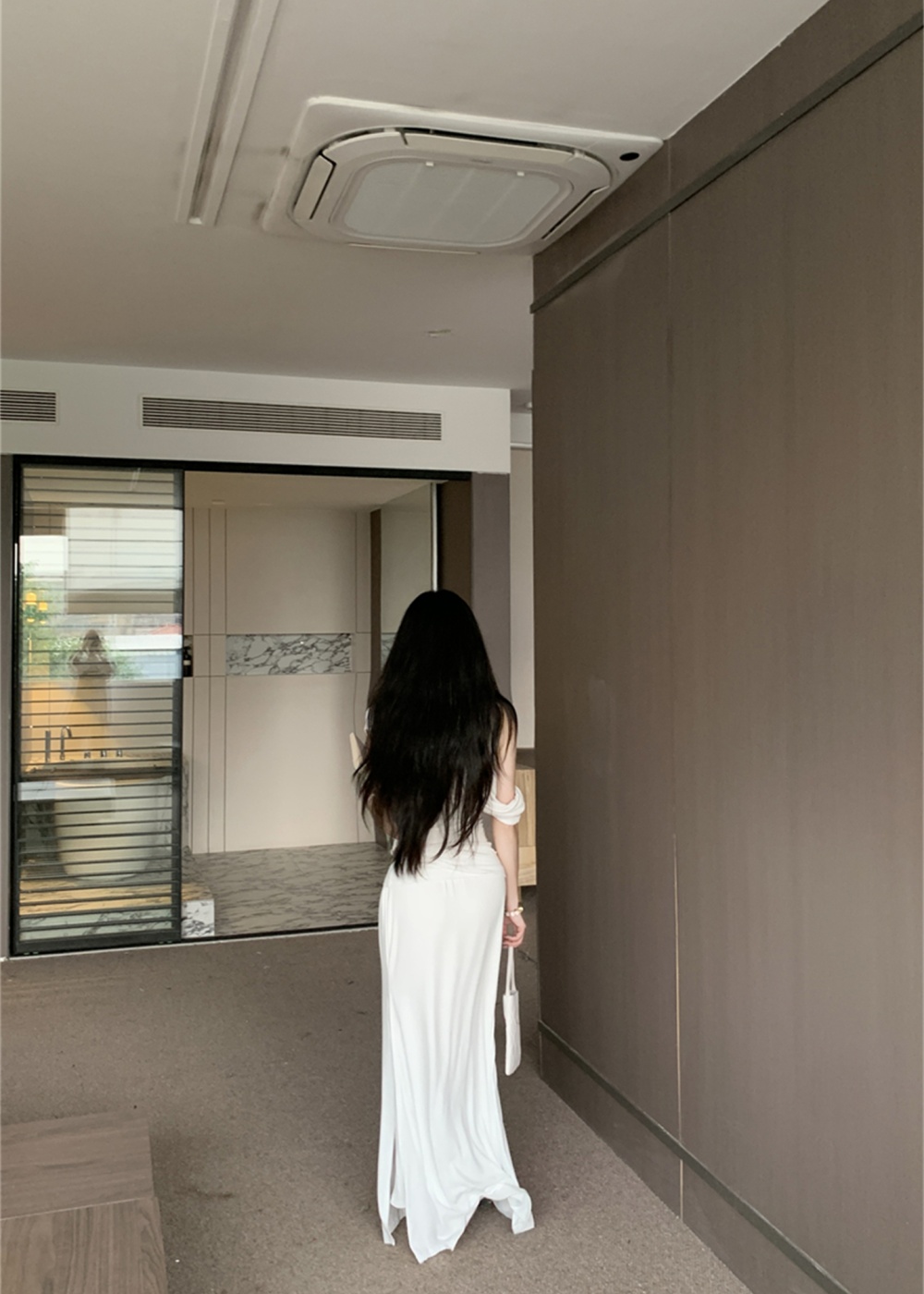Drape sloping shoulder tops long summer skirt a set for women
