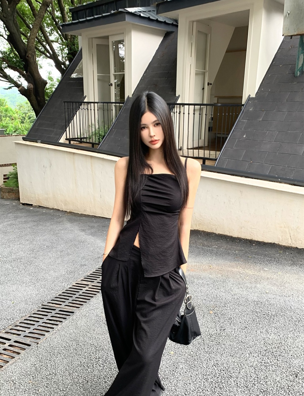 Sling summer long pants 2pcs set for women