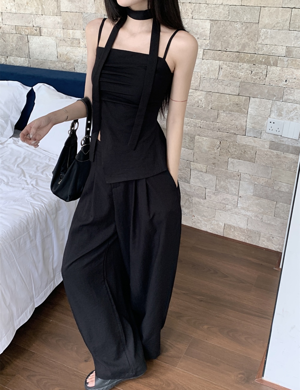 Sling summer long pants 2pcs set for women