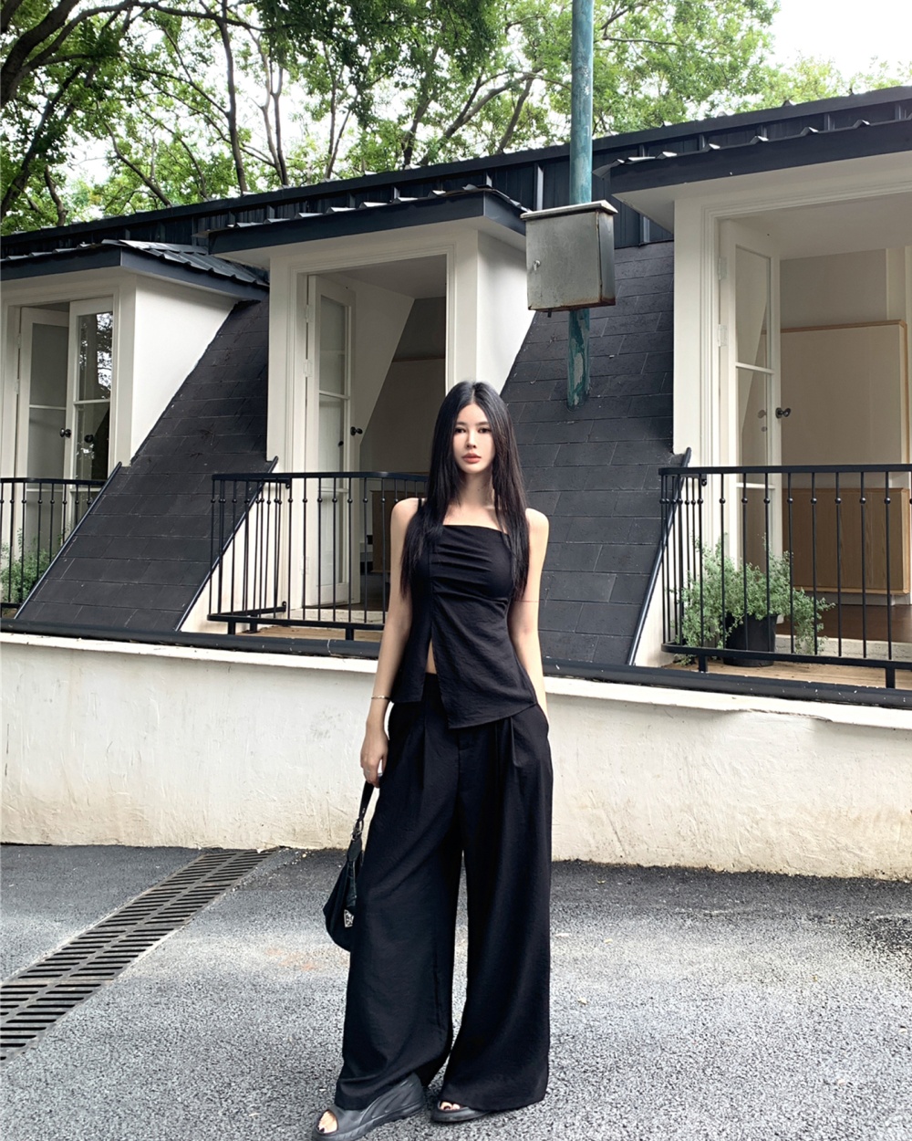 Sling summer long pants 2pcs set for women