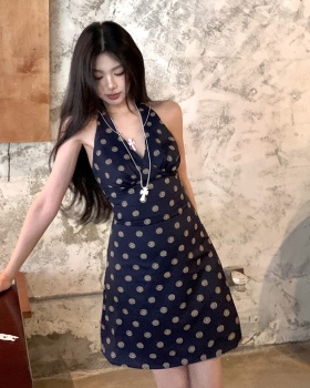 Pinched waist dress temperament T-back for women