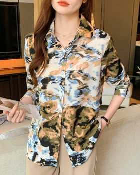 Printing shirt lapel bottoming shirt for women