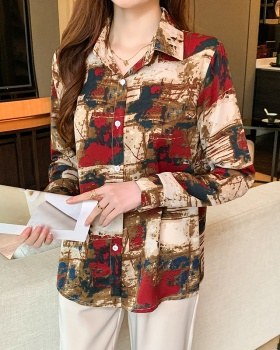 Printing long sleeve shirt Western style autumn chiffon shirt