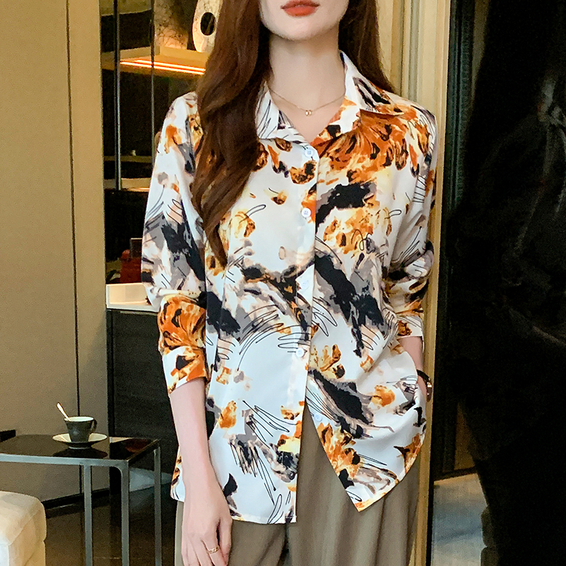 Large yard long sleeve chiffon loose shirt for women