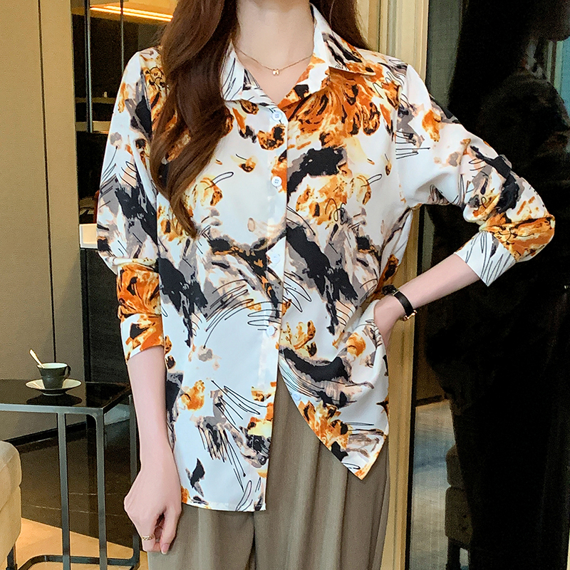 Large yard long sleeve chiffon loose shirt for women