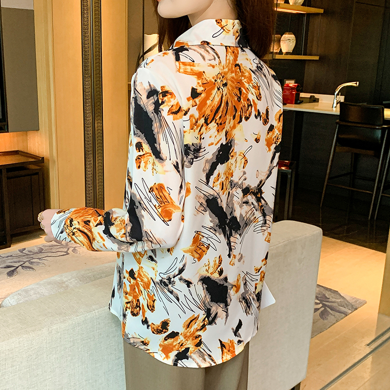 Large yard long sleeve chiffon loose shirt for women