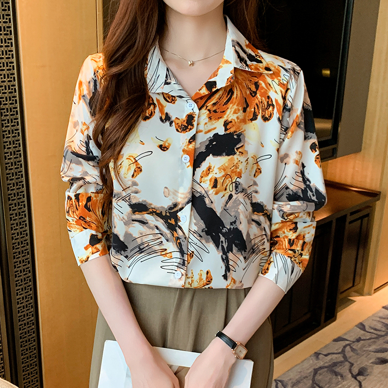 Large yard long sleeve chiffon loose shirt for women