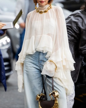 Long sleeve wood ear tops summer Casual shirt for women