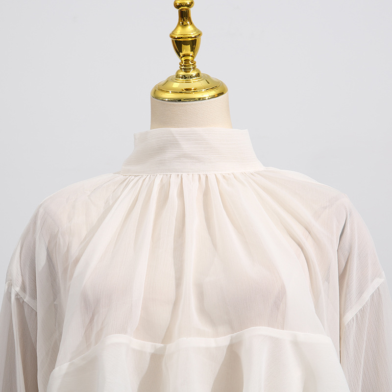 Long sleeve wood ear tops summer Casual shirt for women