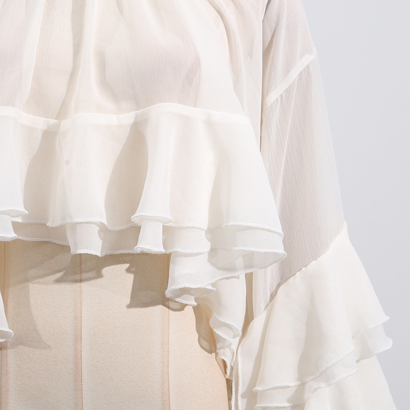 Long sleeve wood ear tops summer Casual shirt for women