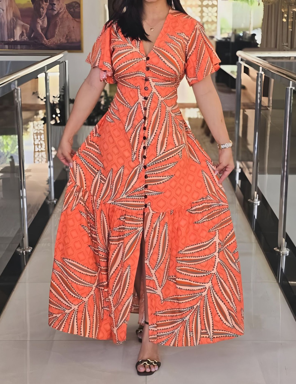 European style printing bandage dress for women