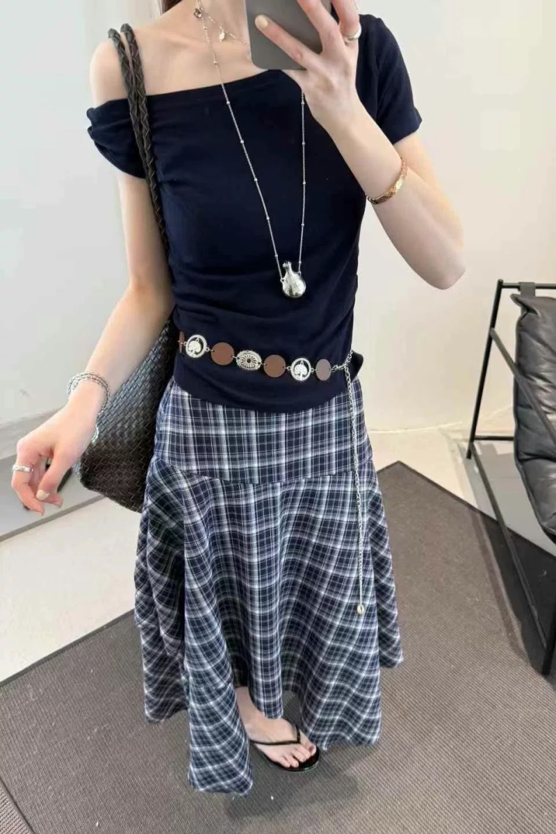 Strapless T-shirt fashion skirt 2pcs set for women
