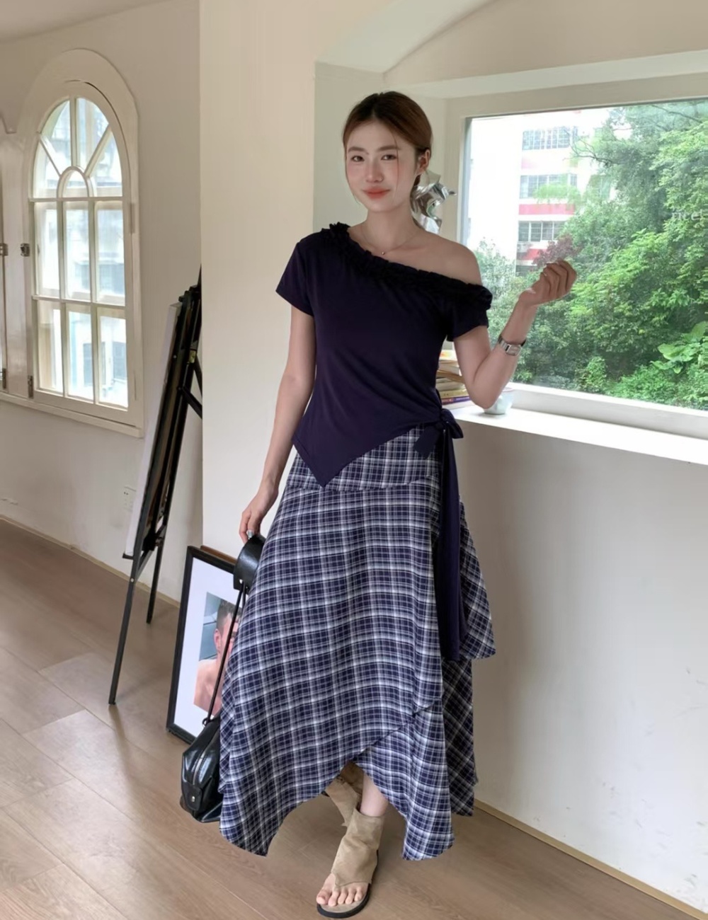 High waist T-shirt fashion skirt 2pcs set for women