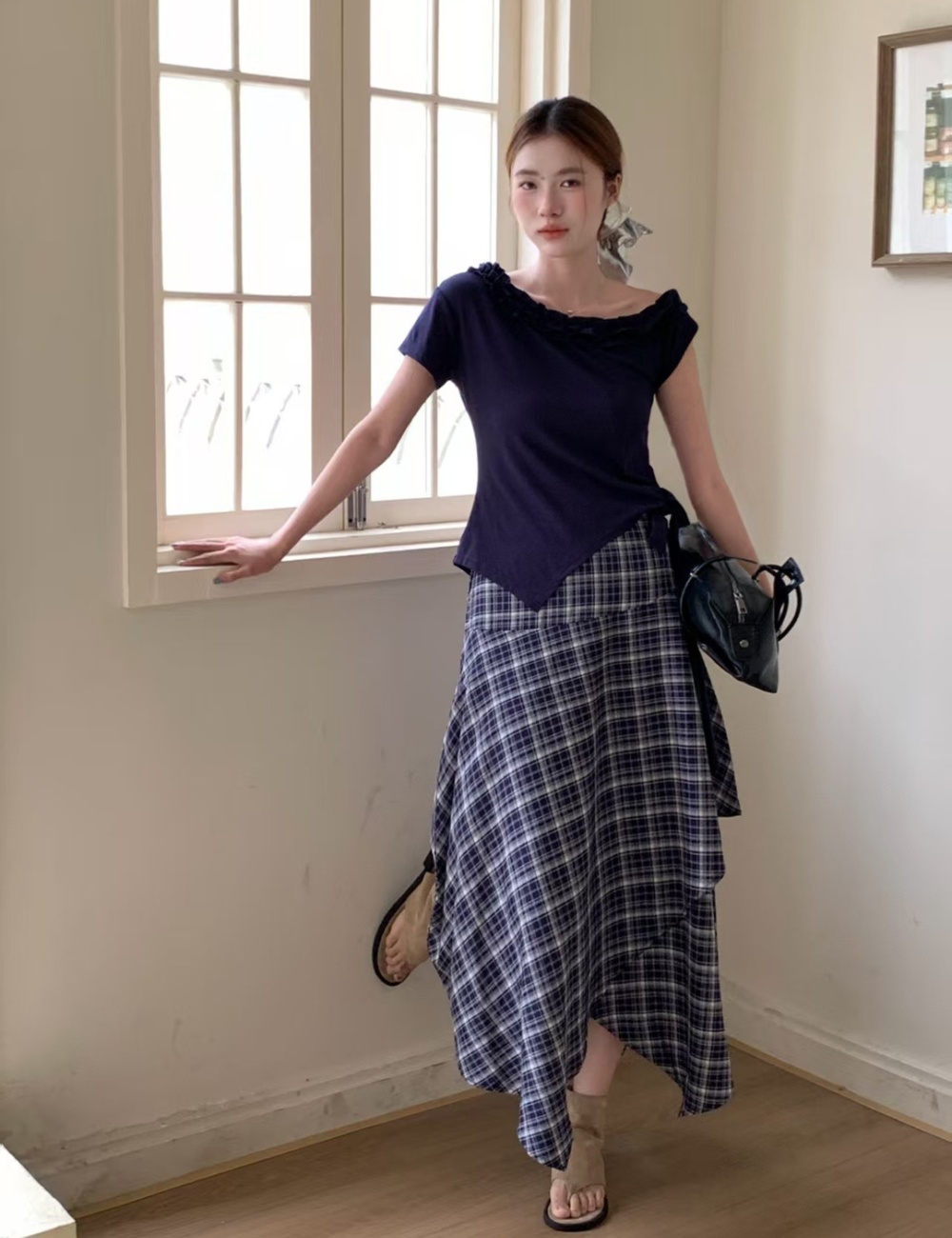 High waist T-shirt fashion skirt 2pcs set for women