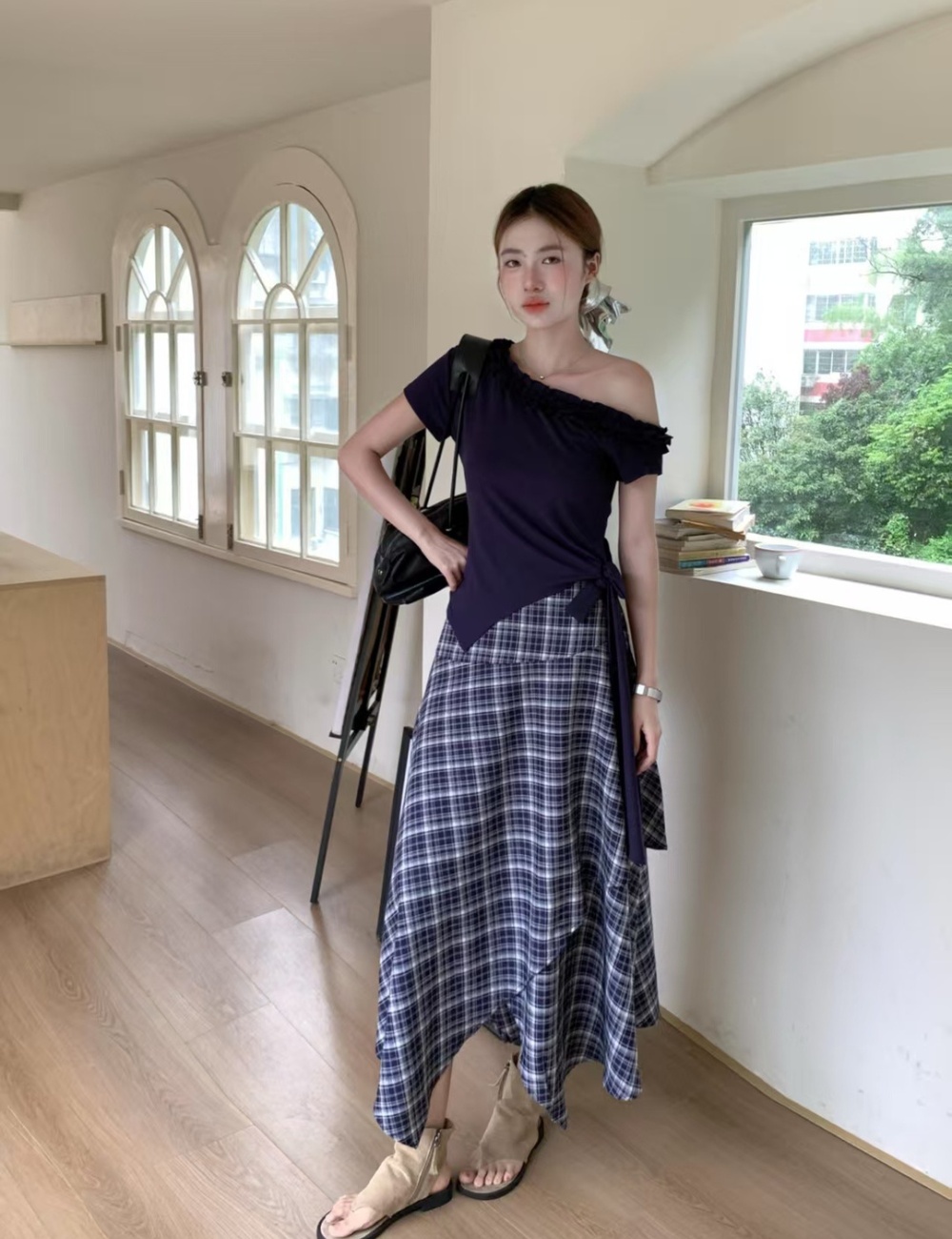 High waist T-shirt fashion skirt 2pcs set for women