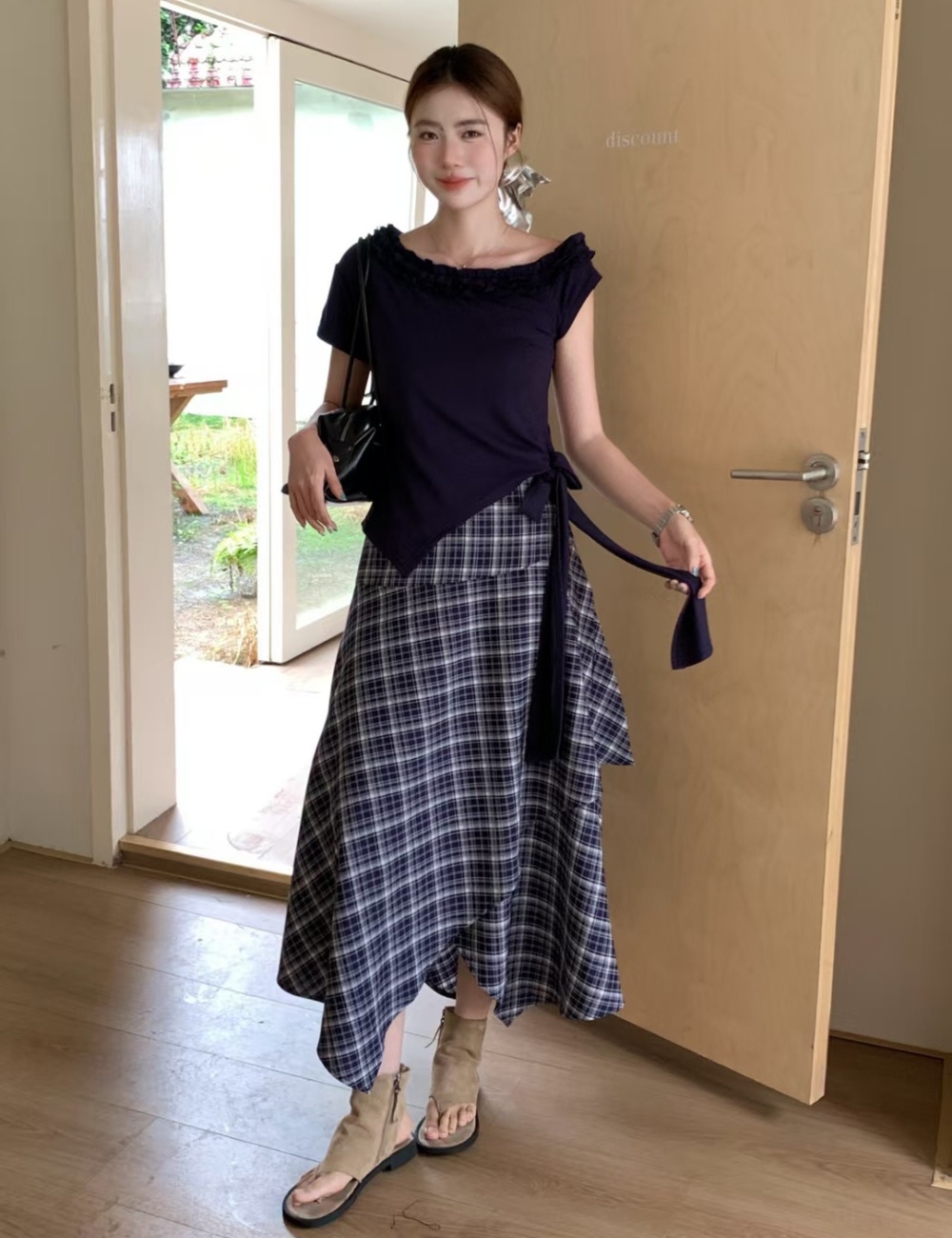 High waist T-shirt fashion skirt 2pcs set for women