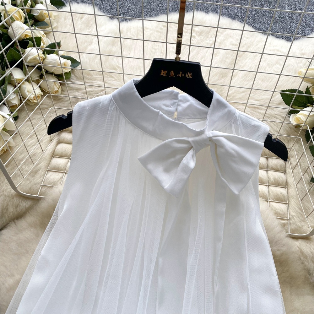 Butterfly sleeveless halter formal dress bow gauze dress