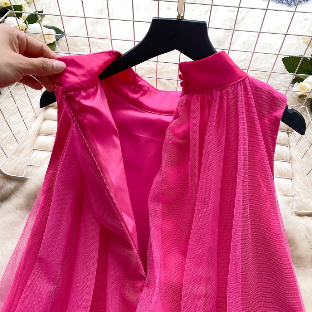 Butterfly sleeveless halter formal dress bow gauze dress