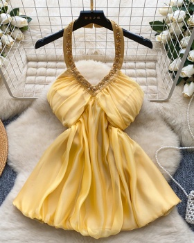 Pinched waist sequins vest sling bud tops for women