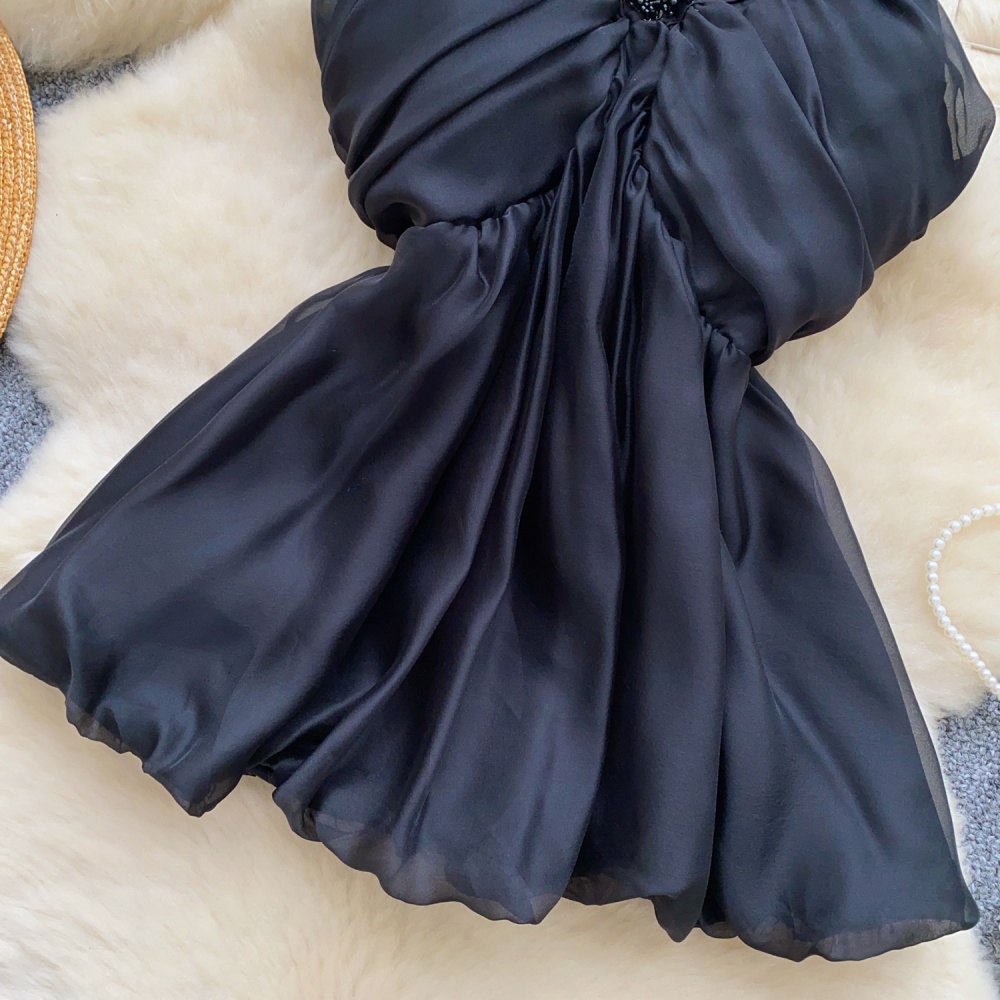 Pinched waist sequins vest sling bud tops for women