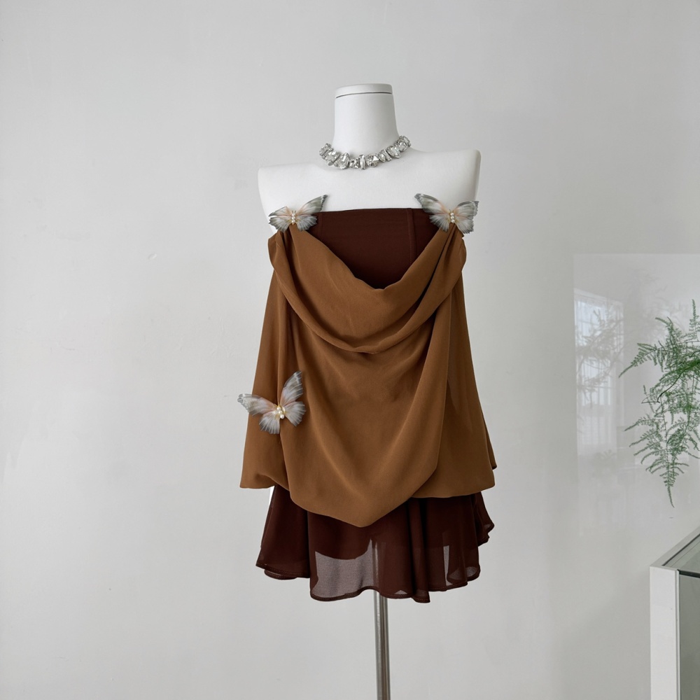Sleeveless spicegirl short skirt summer enticement tops a set