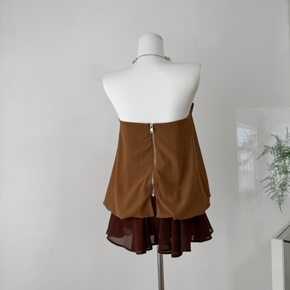Sleeveless spicegirl short skirt summer enticement tops a set
