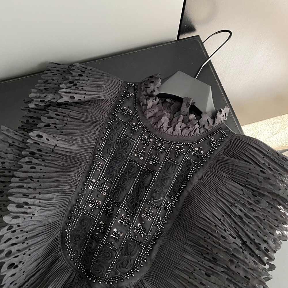 Beading lotus leaf edges shirt ladies tops for women