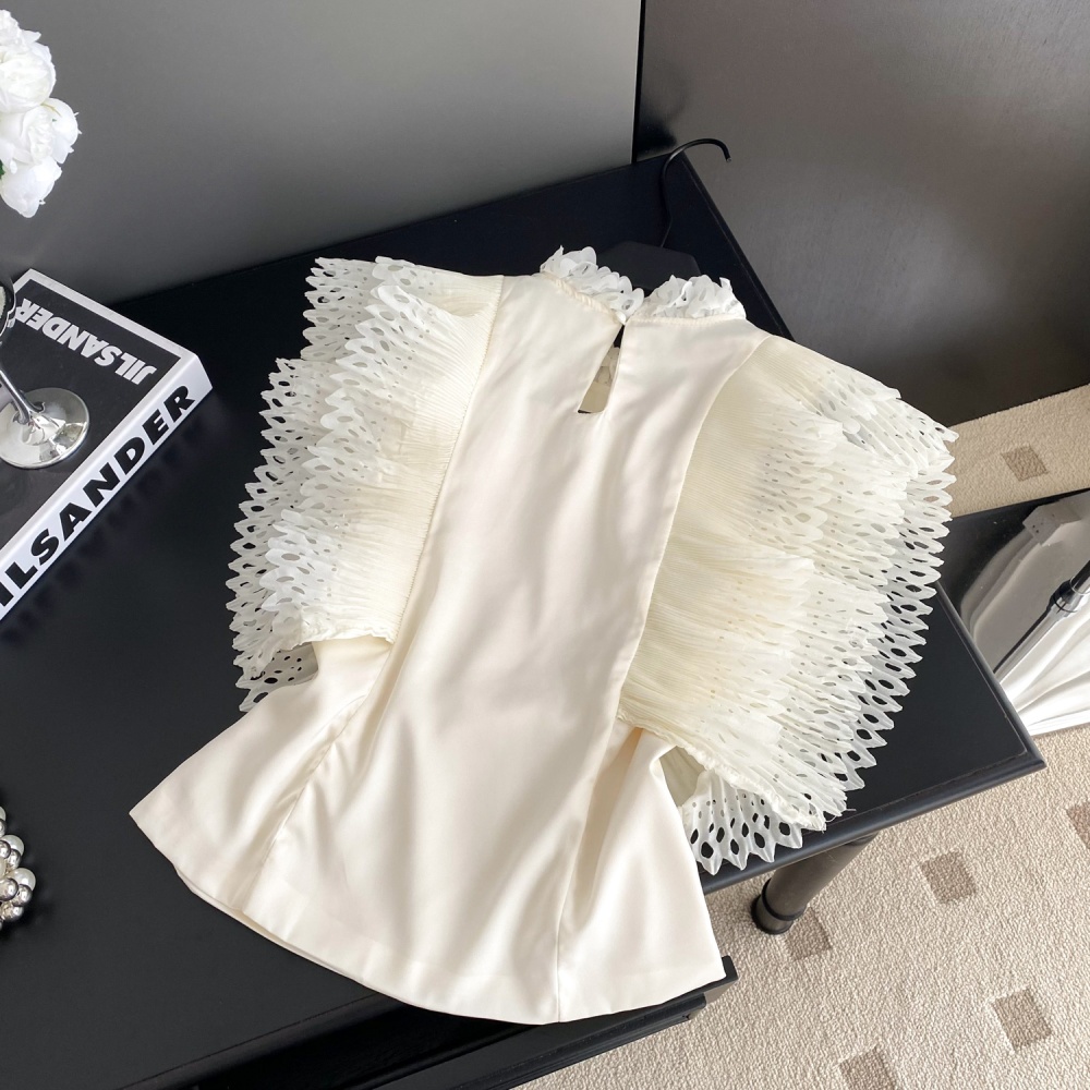 Beading lotus leaf edges shirt ladies tops for women