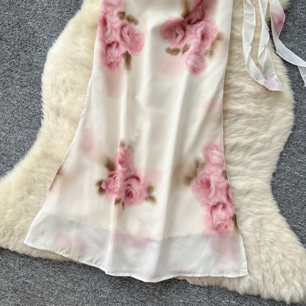 Flowers slim long dress stereoscopic dress for women