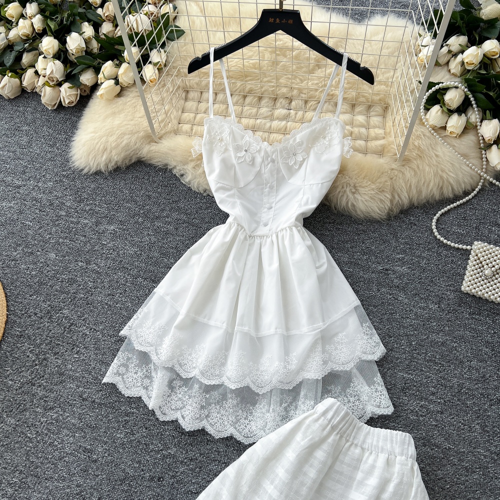 Summer tops pinched waist skirt a set for women